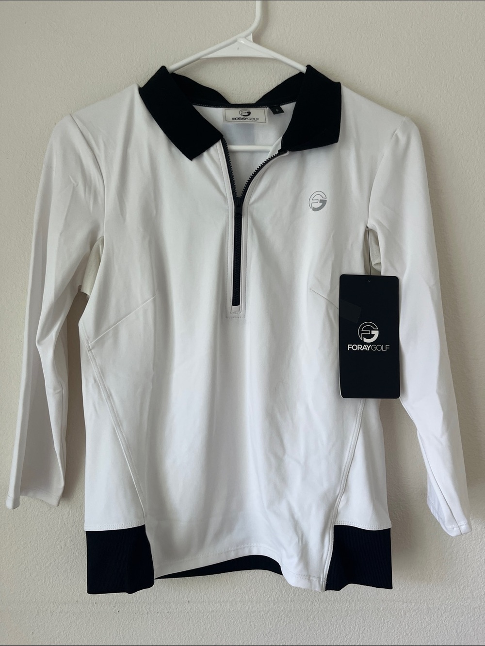Foray Golf White Long Sleeve Polo NWT Size S